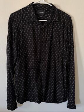 The Kooples Black Button-Down Shirt with White Micro Dot Print